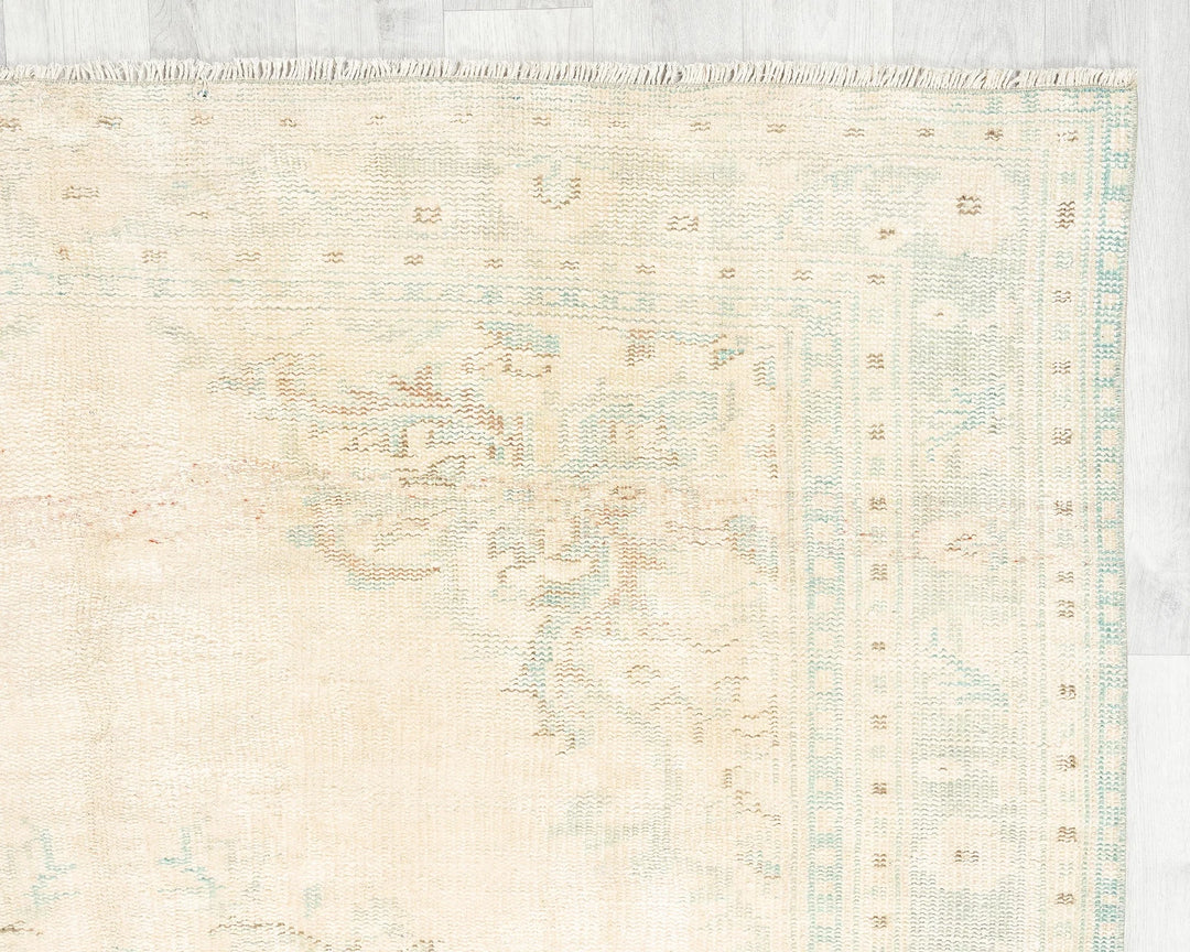 Beige Turkish Oushak Rug 8' 8" x 9' Hand-Knotted | No. VR55158