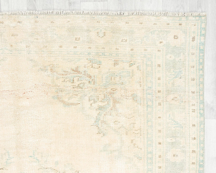 Beige Turkish Oushak Rug 8' 8" x 9' Hand-Knotted | No. VR55158