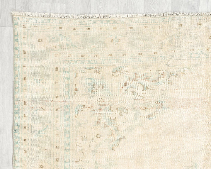 Beige Turkish Oushak Rug 8' 8" x 9' Hand-Knotted | No. VR55158