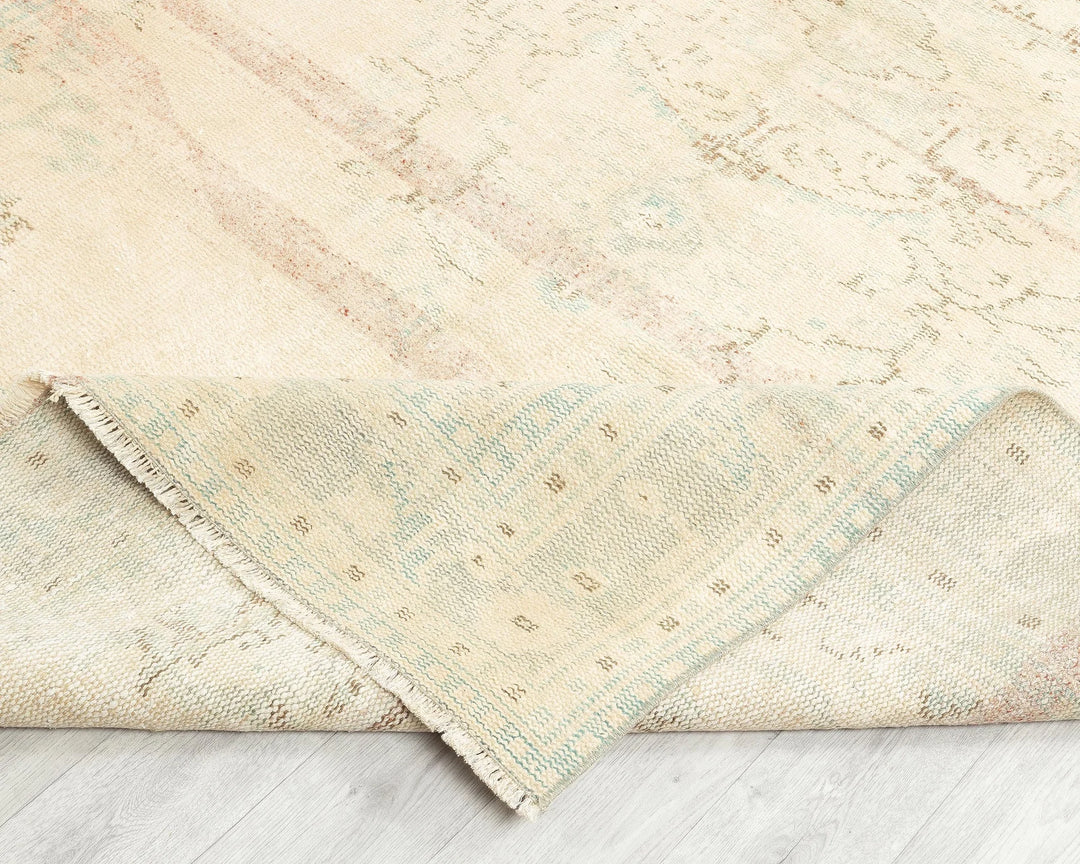 Beige Turkish Oushak Rug 8' 8" x 9' Hand-Knotted | No. VR55158
