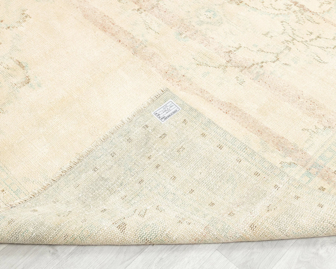 Beige Turkish Oushak Rug 8' 8" x 9' Hand-Knotted | No. VR55158