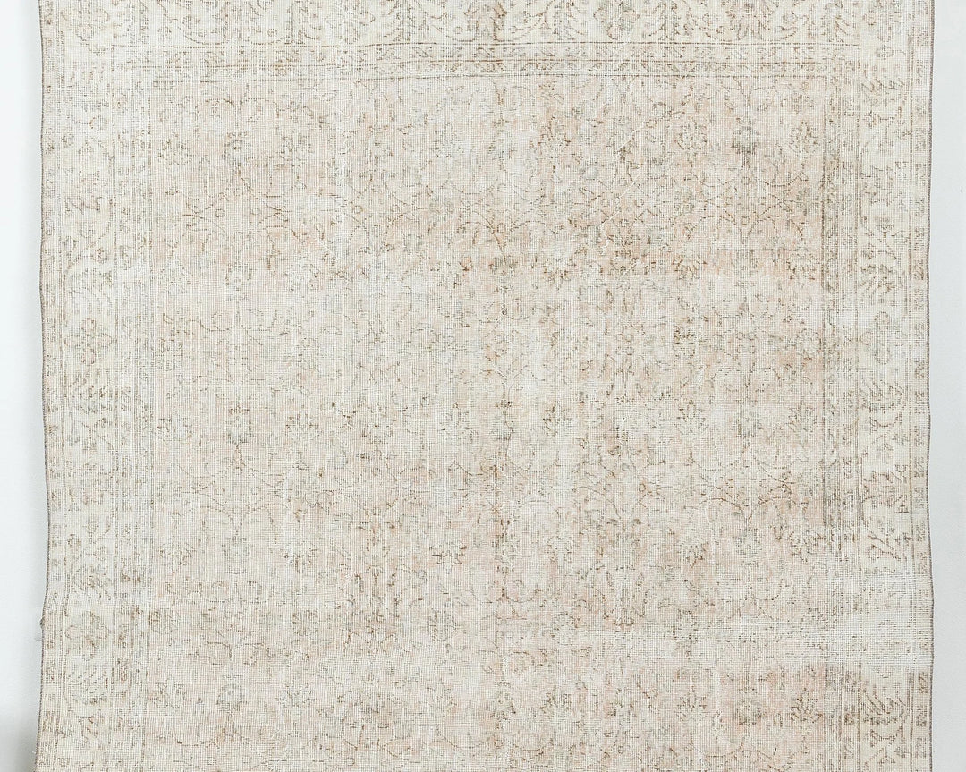 Beige Turkish Oushak Rug 6'7" x 9'8" Hand-Knotted | No. VR55210