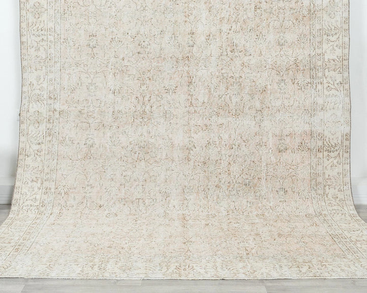 Beige Turkish Oushak Rug 6'7" x 9'8" Hand-Knotted | No. VR55210