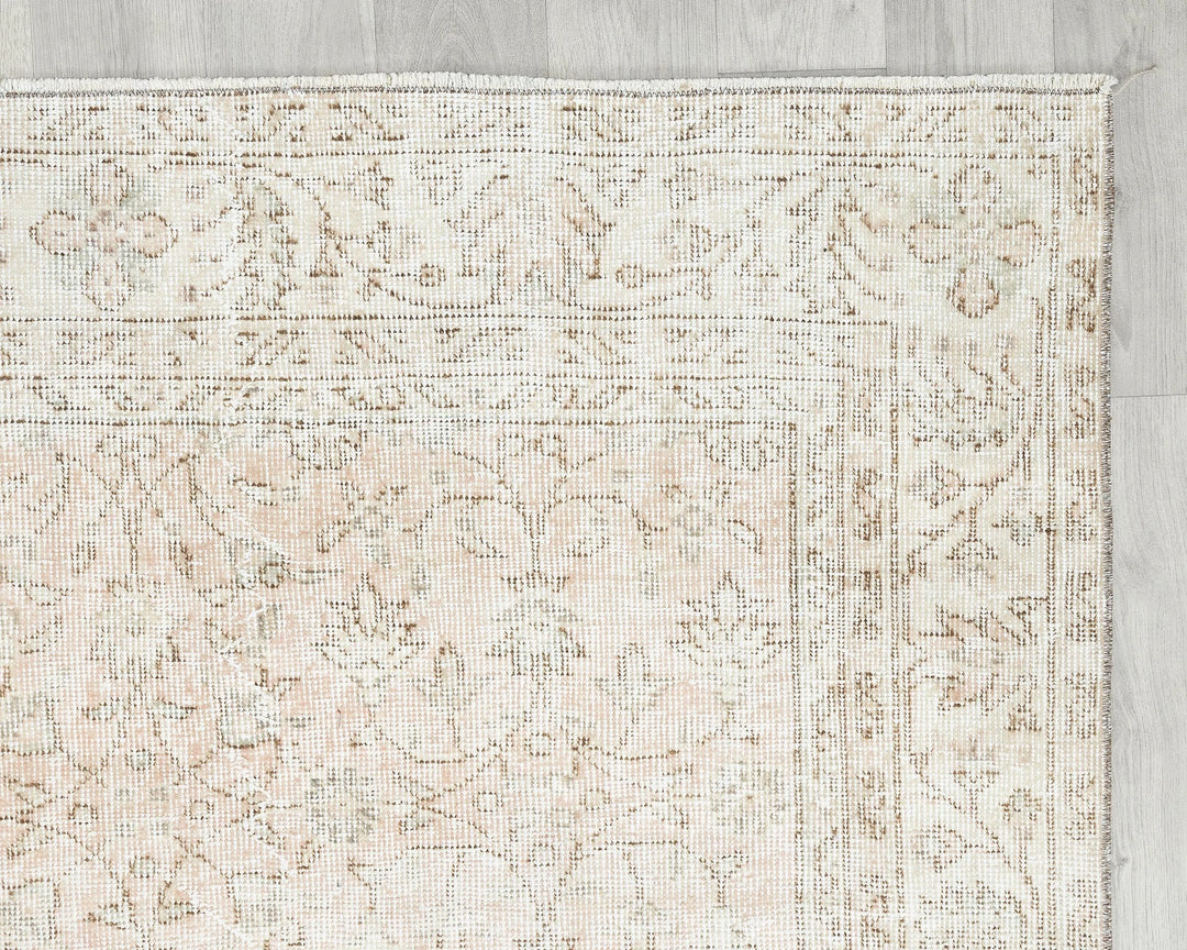 Beige Turkish Oushak Rug 6'7" x 9'8" Hand-Knotted | No. VR55210