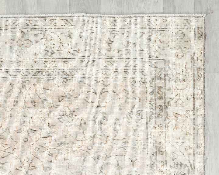 Beige Turkish Oushak Rug 6'7" x 9'8" Hand-Knotted | No. VR55210