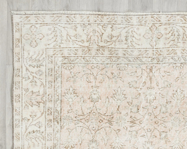 Beige Turkish Oushak Rug 6'7" x 9'8" Hand-Knotted | No. VR55210
