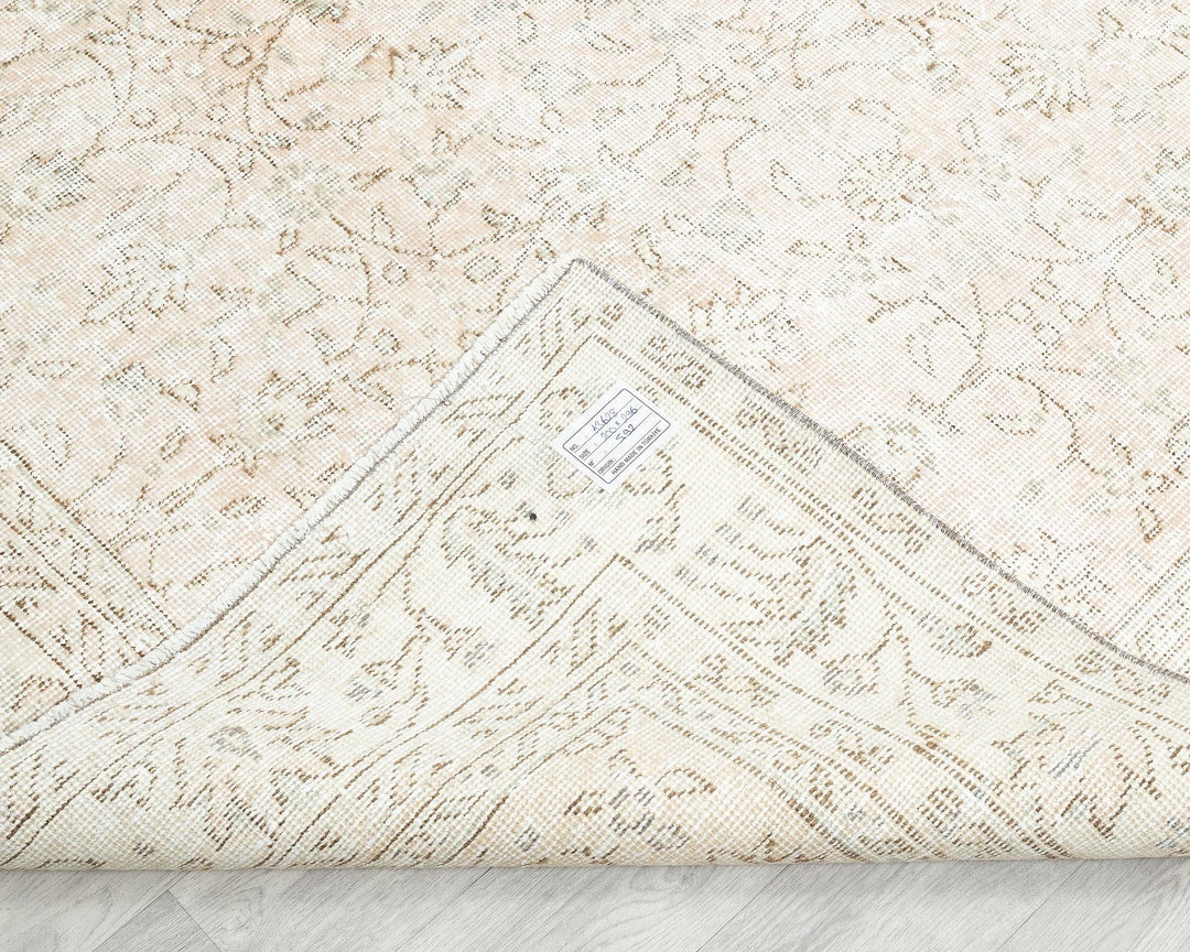 Beige Turkish Oushak Rug 6'7" x 9'8" Hand-Knotted | No. VR55210