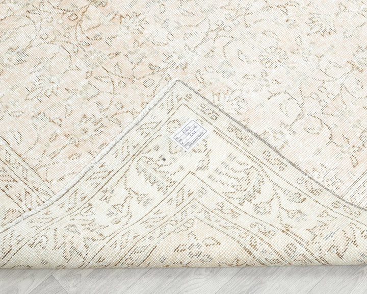 Beige Turkish Oushak Rug 6'7" x 9'8" Hand-Knotted | No. VR55210