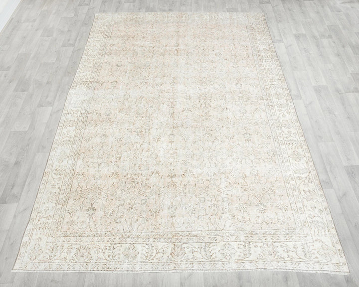 Beige Turkish Oushak Rug 6'7" x 9'8" Hand-Knotted | No. VR55210