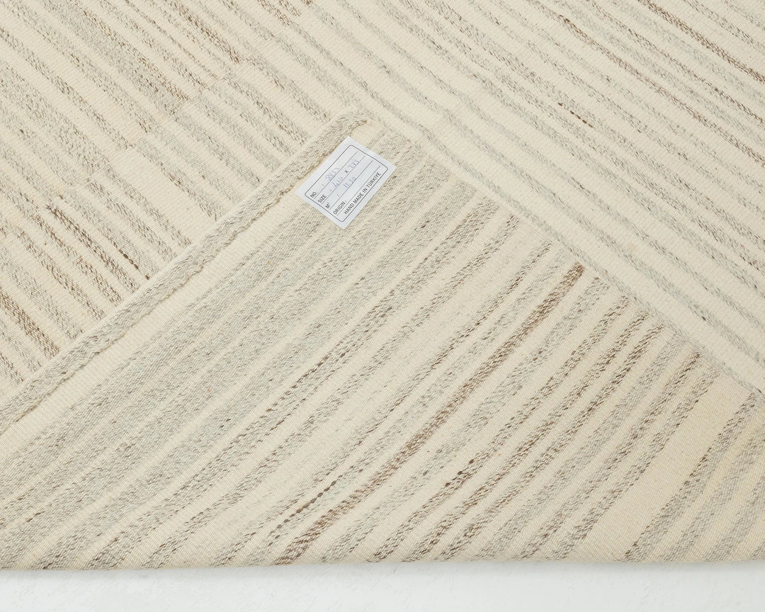 Beige Turkish Kilim Rug 10' x 13' Flat-Weave | No. VR55240