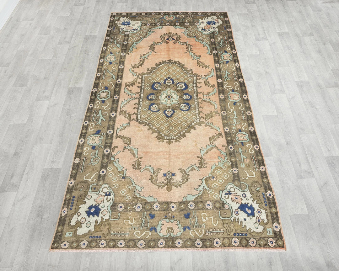Multicolor Turkish Oushak Rug 10' 2" x 4' 9" Hand-Knotted | No. VR55313