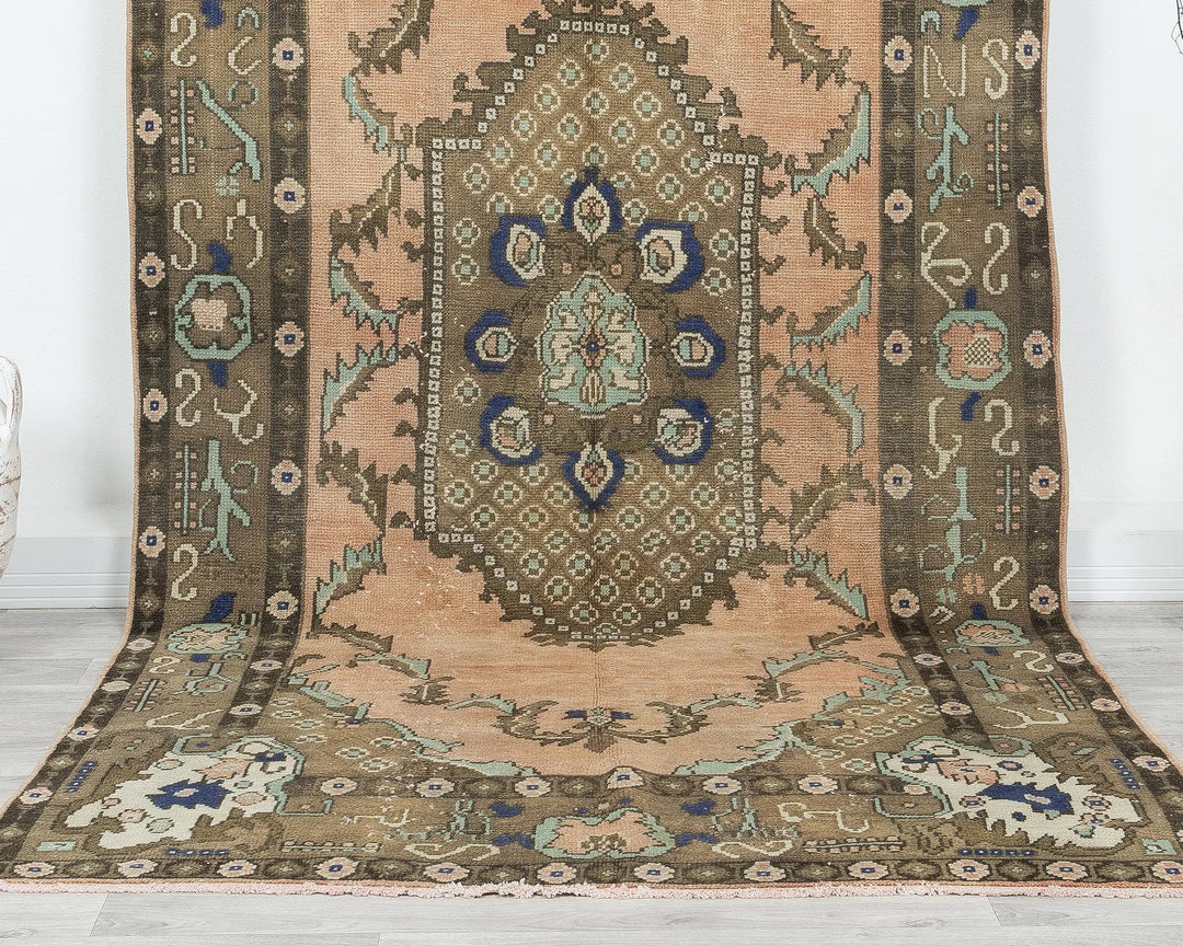 Multicolor Turkish Oushak Rug 10' 2" x 4' 9" Hand-Knotted | No. VR55313