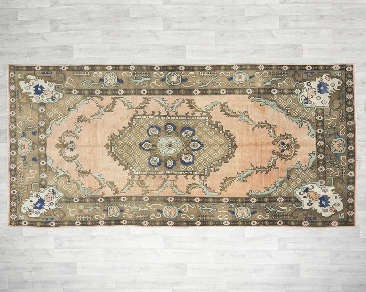 Multicolor Turkish Oushak Rug 10' 2" x 4' 9" Hand-Knotted | No. VR55313