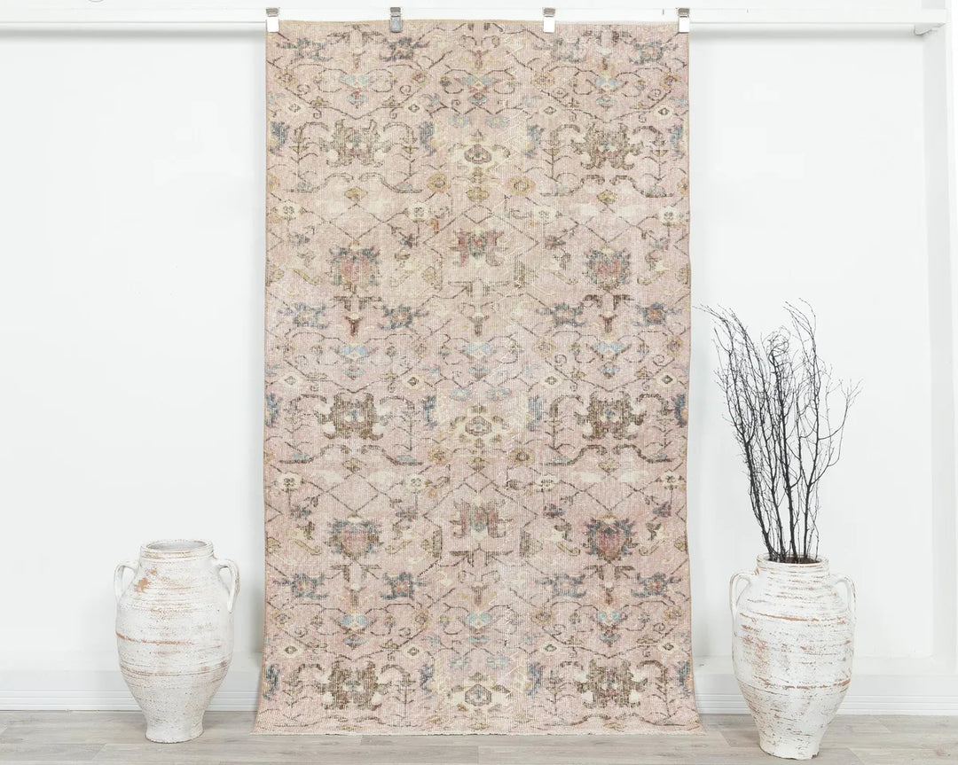 Multicolor Turkish Oushak Rug 7' 3" x 4' 2" Hand-Knotted | No. VR55326