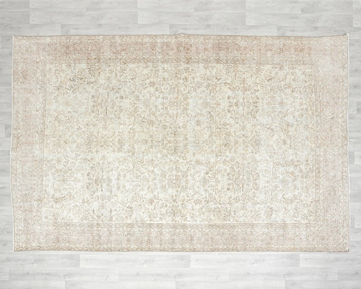 Beige Turkish Oushak Rug 6' 10" x 10' Hand-Knotted | No. VR55394