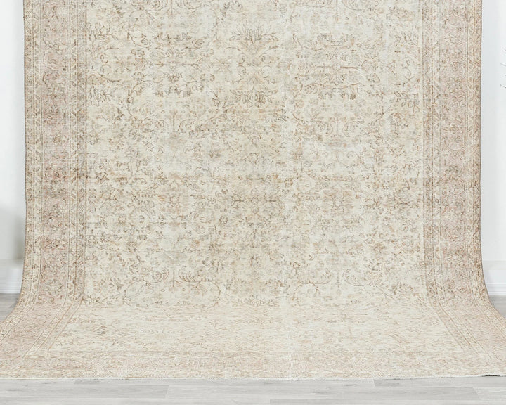 Beige Turkish Oushak Rug 6' 10" x 10' Hand-Knotted | No. VR55394