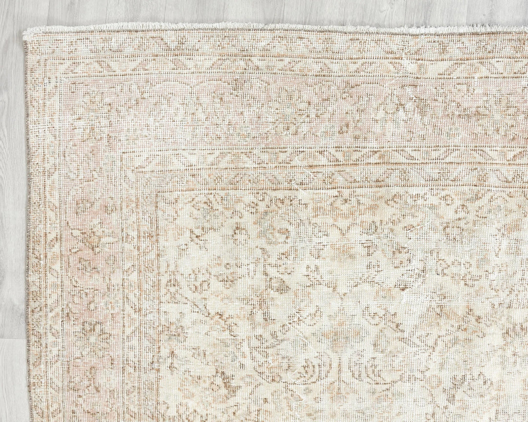 Beige Turkish Oushak Rug 6' 10" x 10' Hand-Knotted | No. VR55394