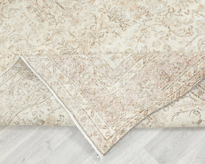 Beige Turkish Oushak Rug 6' 10" x 10' Hand-Knotted | No. VR55394