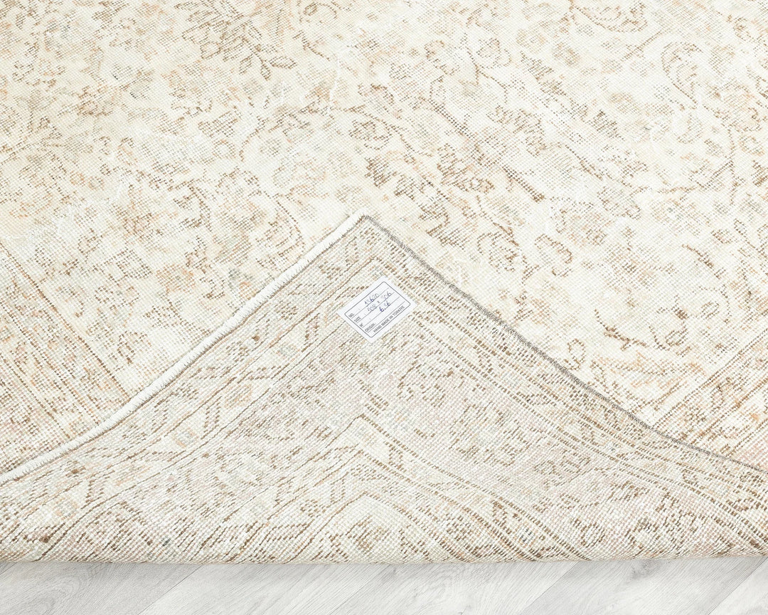 Beige Turkish Oushak Rug 6' 10" x 10' Hand-Knotted | No. VR55394