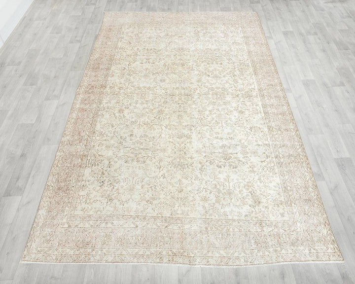 Beige Turkish Oushak Rug 6' 10" x 10' Hand-Knotted | No. VR55394