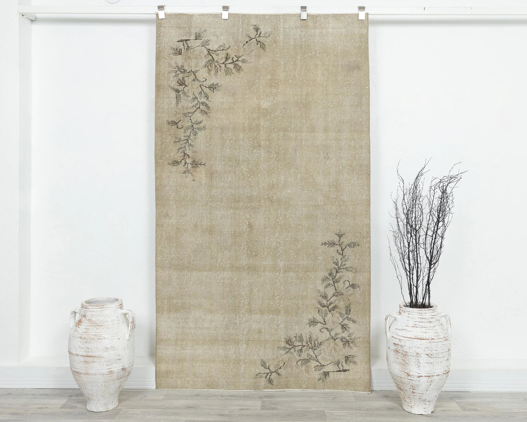 Beige Turkish Oushak Rug 6' 8" x 8' Hand-Knotted | No. VR55455