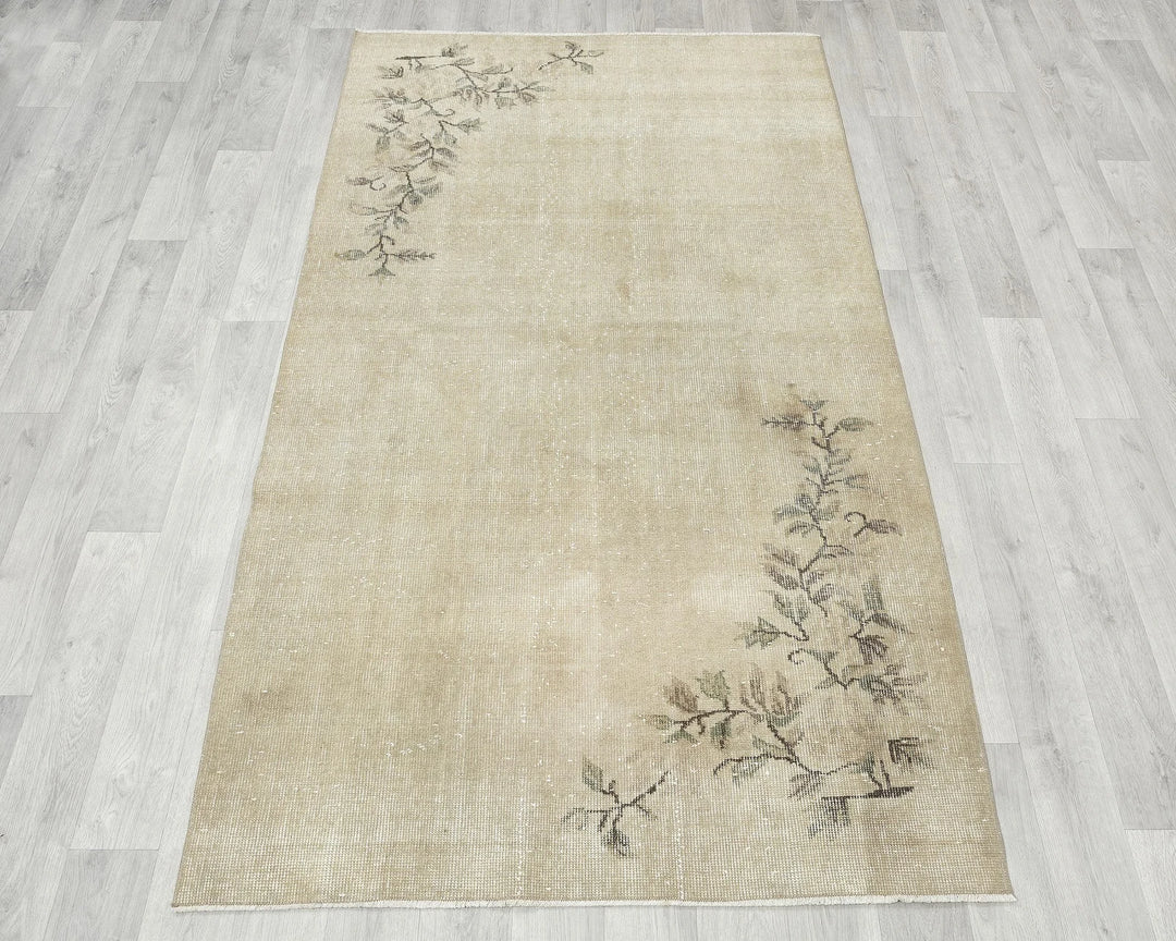 Beige Turkish Oushak Rug 6' 8" x 8' Hand-Knotted | No. VR55455