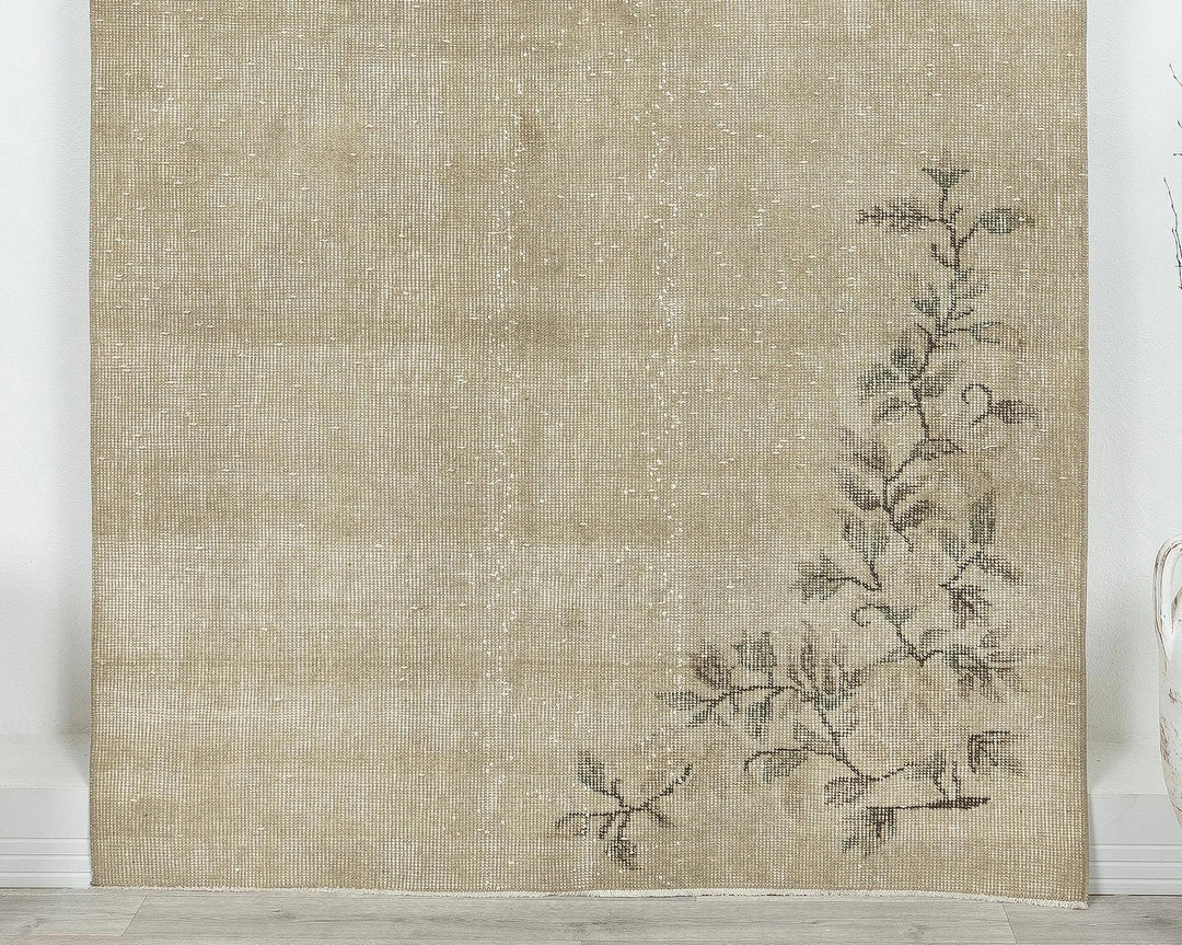 Beige Turkish Oushak Rug 6' 8" x 8' Hand-Knotted | No. VR55455