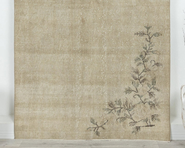 Beige Turkish Oushak Rug 6' 8" x 8' Hand-Knotted | No. VR55455
