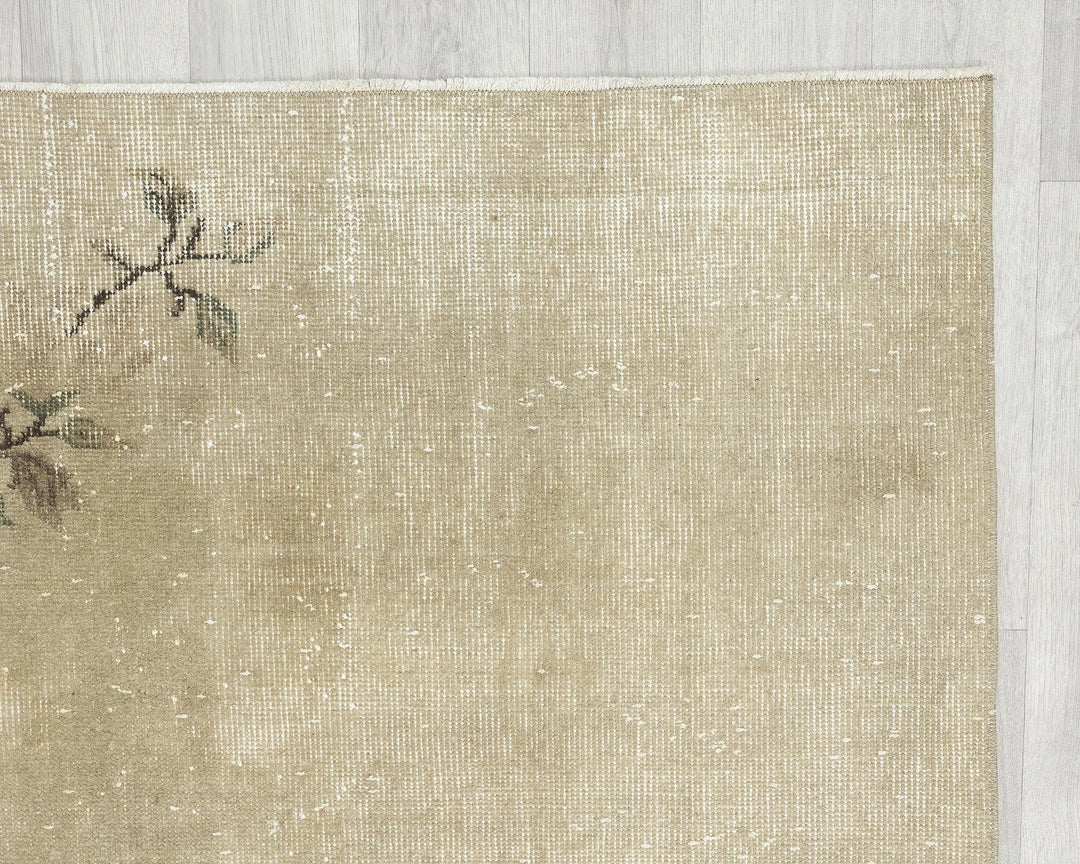 Beige Turkish Oushak Rug 6' 8" x 8' Hand-Knotted | No. VR55455
