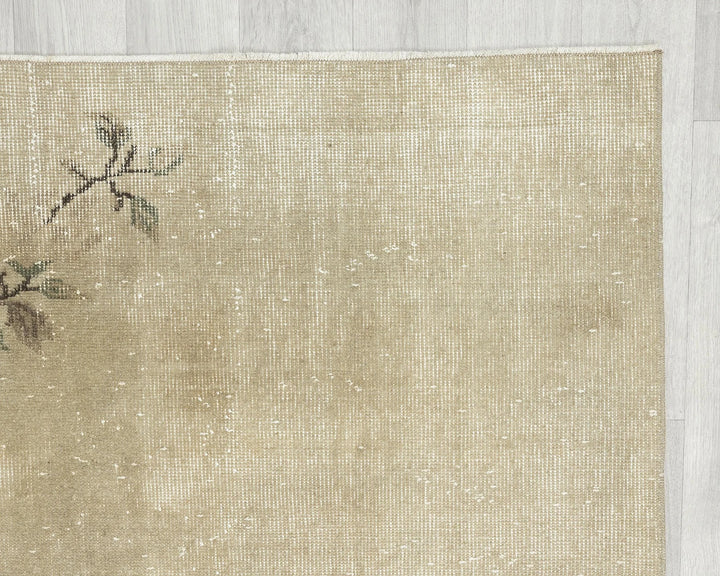 Beige Turkish Oushak Rug 6' 8" x 8' Hand-Knotted | No. VR55455