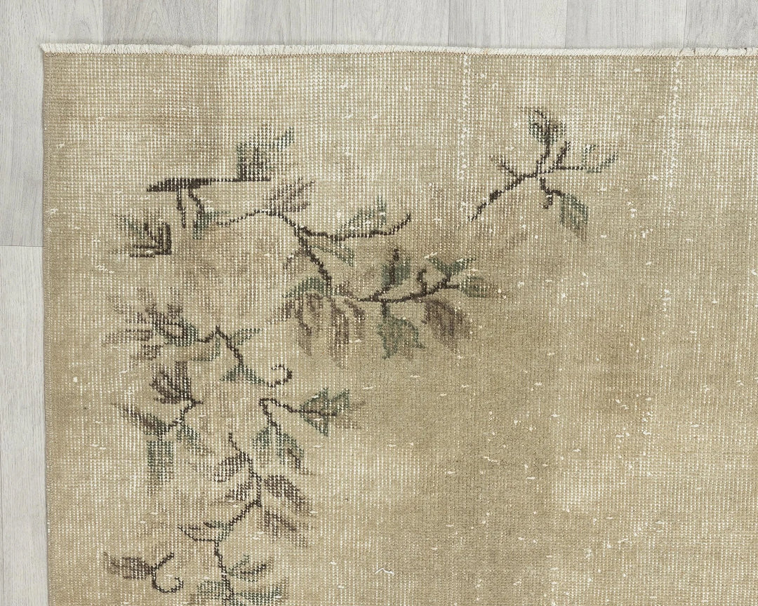 Beige Turkish Oushak Rug 6' 8" x 8' Hand-Knotted | No. VR55455