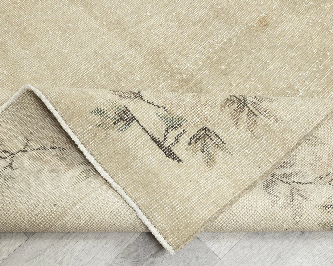 Beige Turkish Oushak Rug 6' 8" x 8' Hand-Knotted | No. VR55455