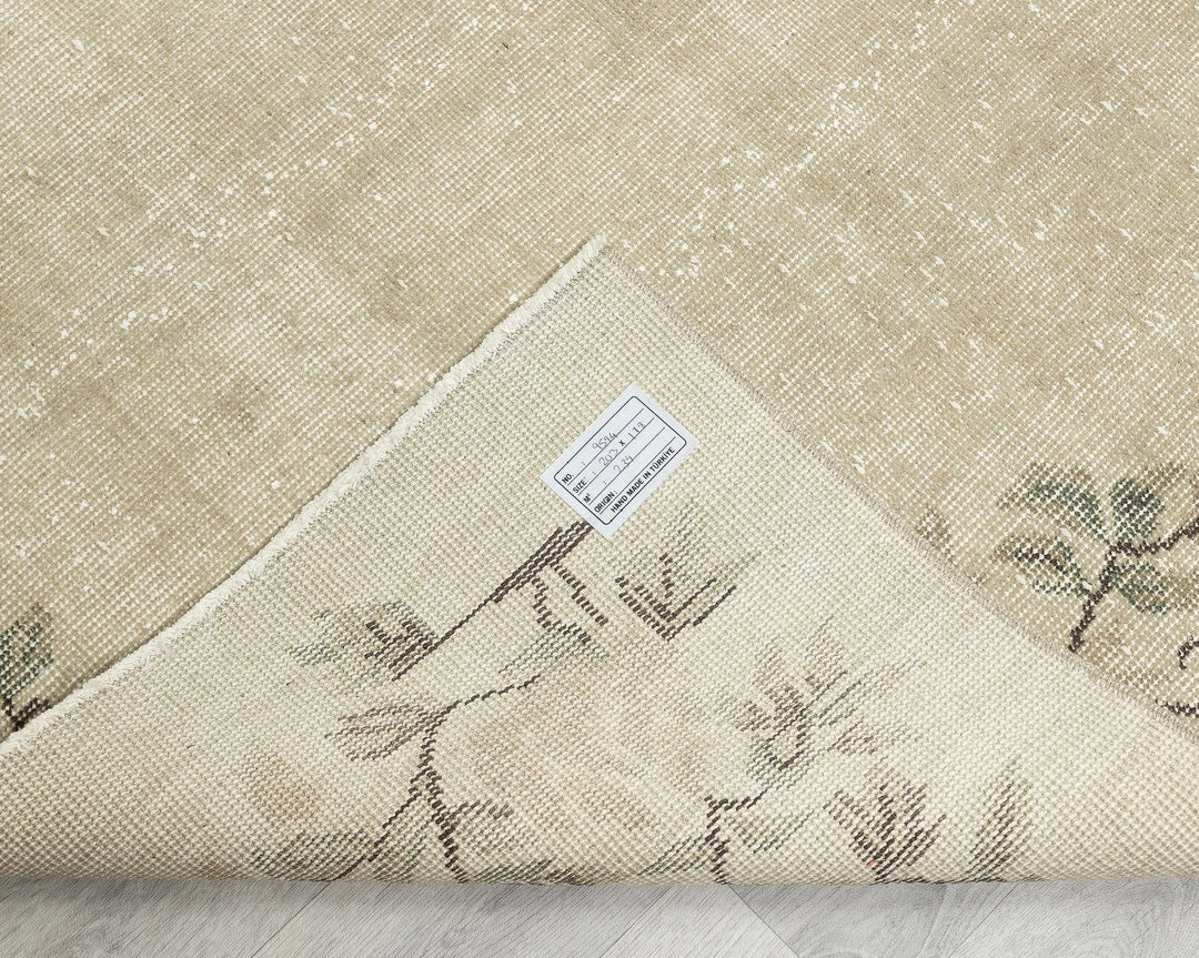 Beige Turkish Oushak Rug 6' 8" x 8' Hand-Knotted | No. VR55455