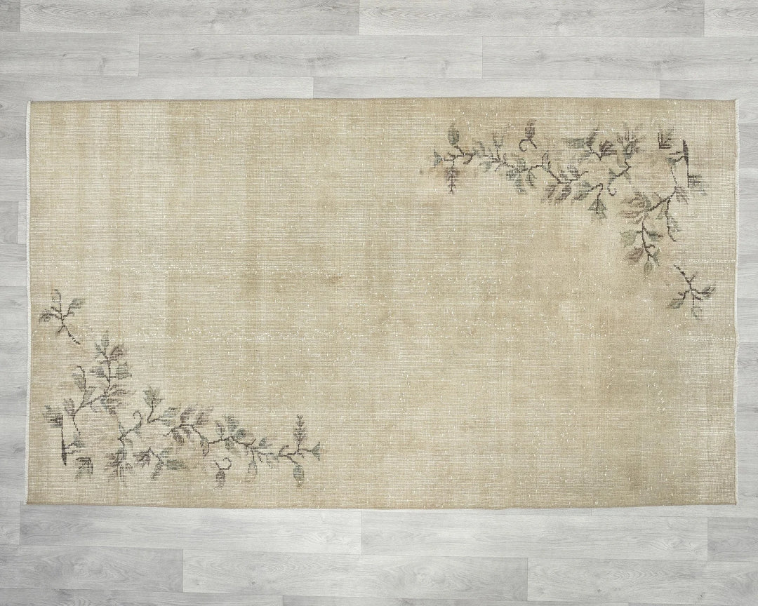 Beige Turkish Oushak Rug 6' 8" x 8' Hand-Knotted | No. VR55455
