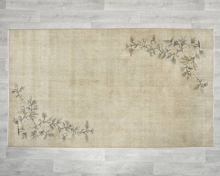 Beige Turkish Oushak Rug 6' 8" x 8' Hand-Knotted | No. VR55455