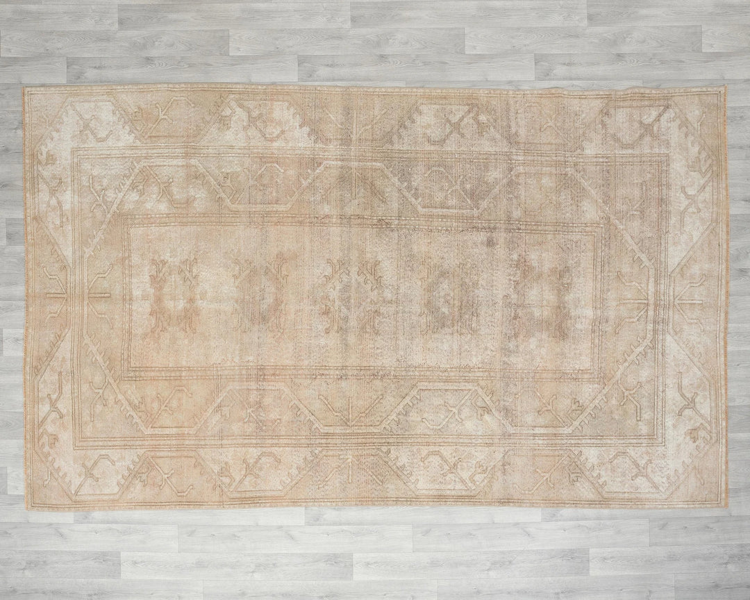 Beige Turkish Oushak Rug 6' 4" x 9' 8" Hand-Knotted view 9