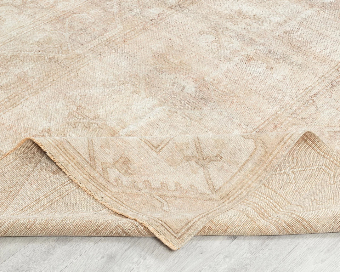 Beige Turkish Oushak Rug 6' 4" x 9' 8" Hand-Knotted field