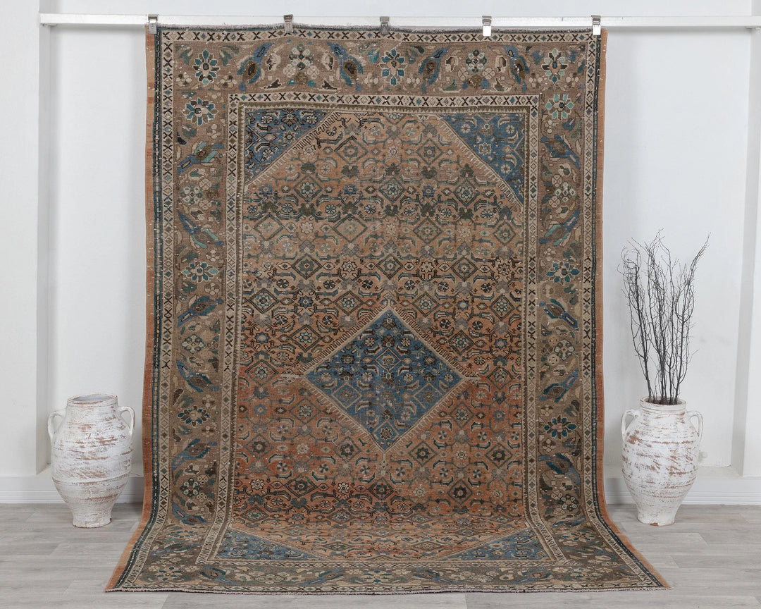 Multicolor Turkish Oushak Rug 6'5" x 9'4" Hand-Knotted | No. VR55476