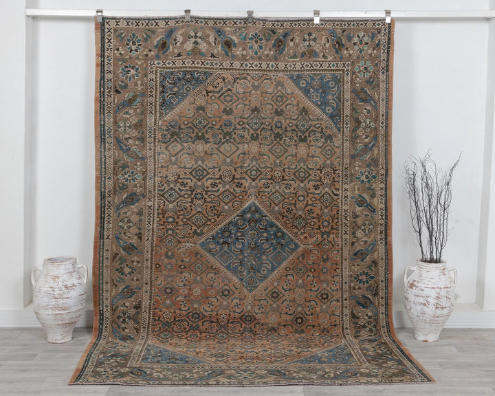 Multicolor Turkish Oushak Rug 6'5" x 9'4" Hand-Knotted | No. VR55476