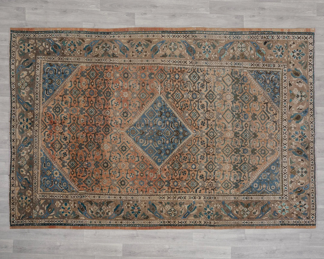 Multicolor Turkish Oushak Rug 6'5" x 9'4" Hand-Knotted | No. VR55476