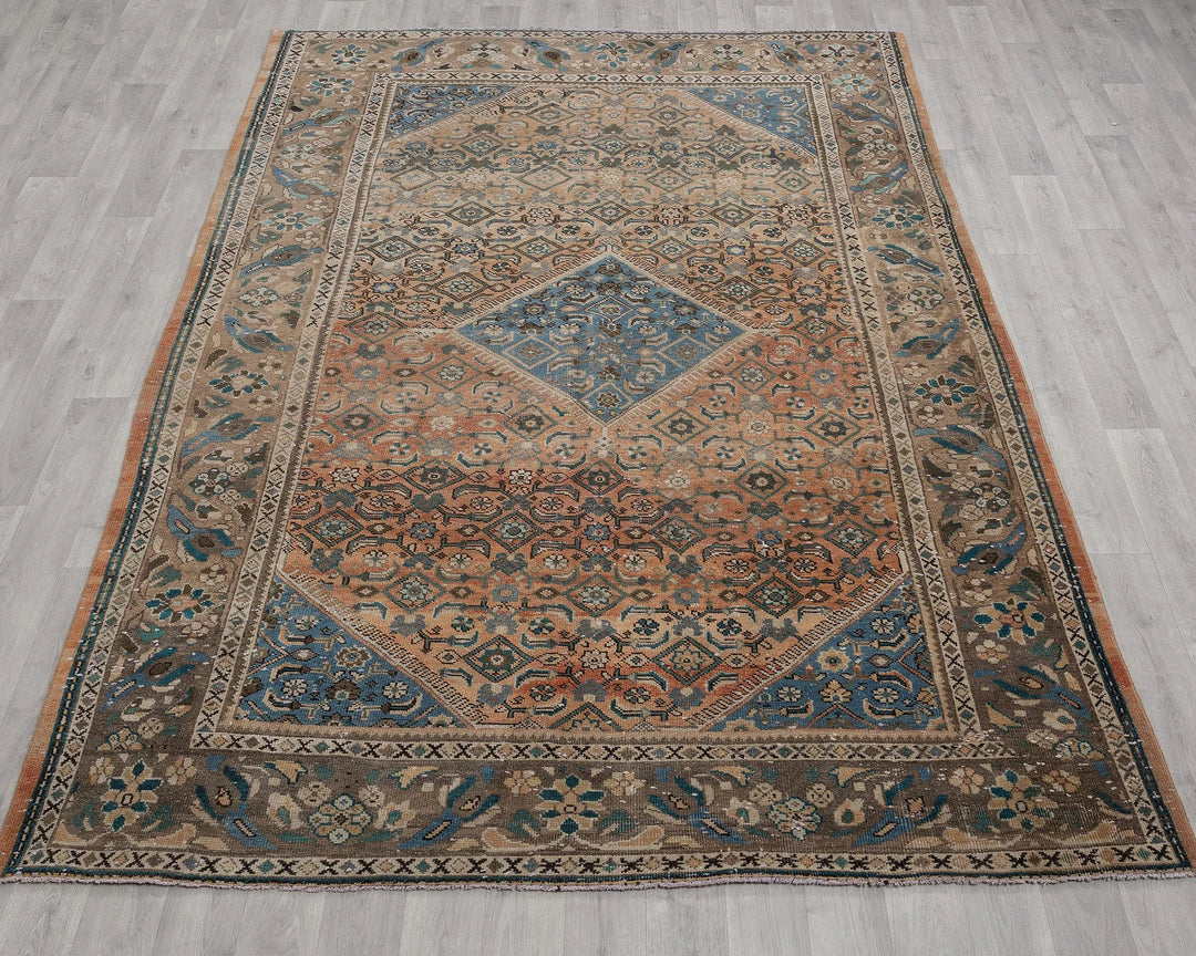 Multicolor Turkish Oushak Rug 6'5" x 9'4" Hand-Knotted | No. VR55476