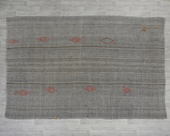 Gray Turkish Kilim Rug 7' 10" x 10' 8" Flat-Weave view 9