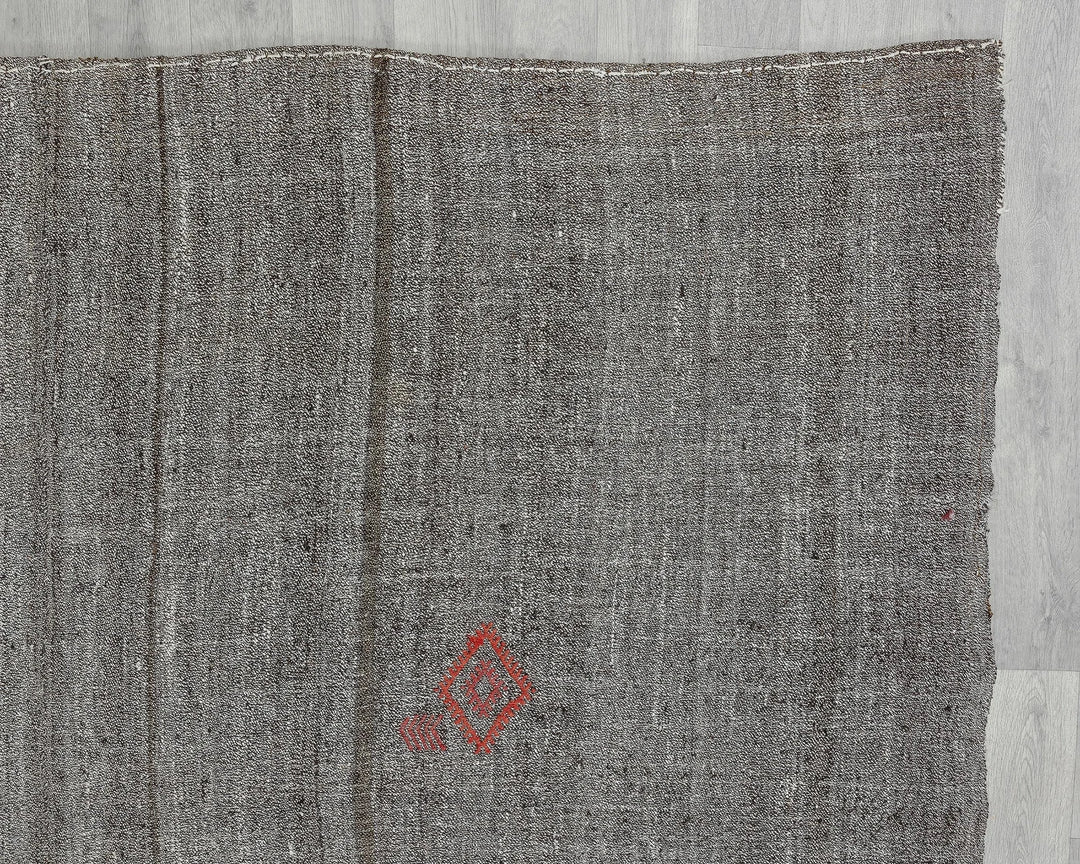 Gray Turkish Kilim Rug 7' 10" x 10' 8" Flat-Weave pattern