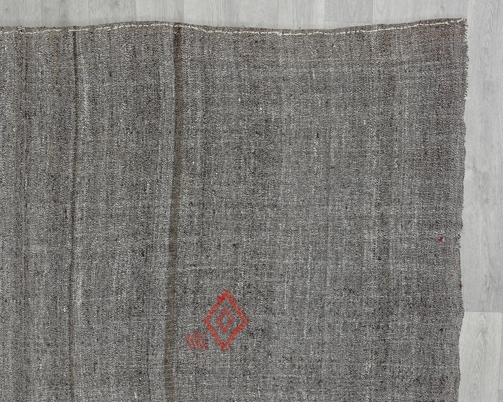 Gray Turkish Kilim Rug 7' 10" x 10' 8" Flat-Weave pattern