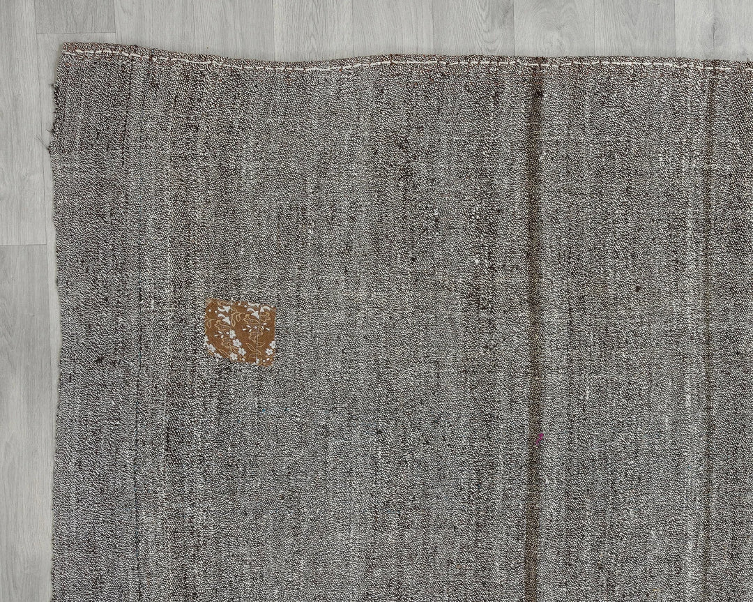 Gray Turkish Kilim Rug 7' 10" x 10' 8" Flat-Weave border