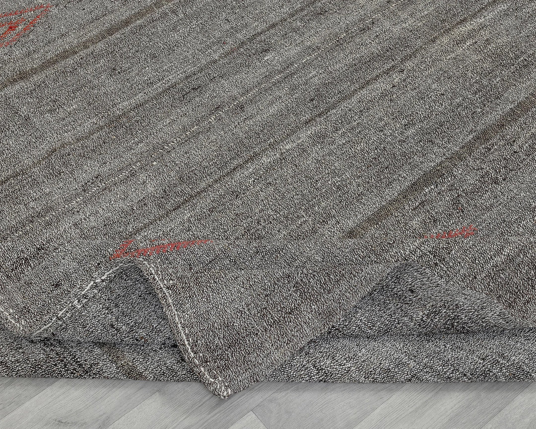 Gray Turkish Kilim Rug 7' 10" x 10' 8" Flat-Weave field