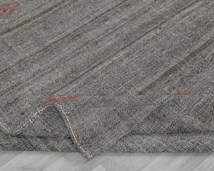 Gray Turkish Kilim Rug 7' 10" x 10' 8" Flat-Weave field