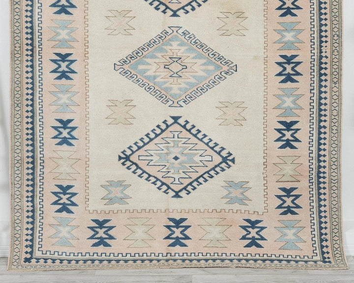 Beige Turkish Oushak Rug 5'6" x 7'1" Hand-Knotted | No. VR55622