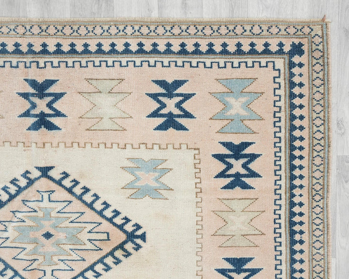 Beige Turkish Oushak Rug 5'6" x 7'1" Hand-Knotted | No. VR55622