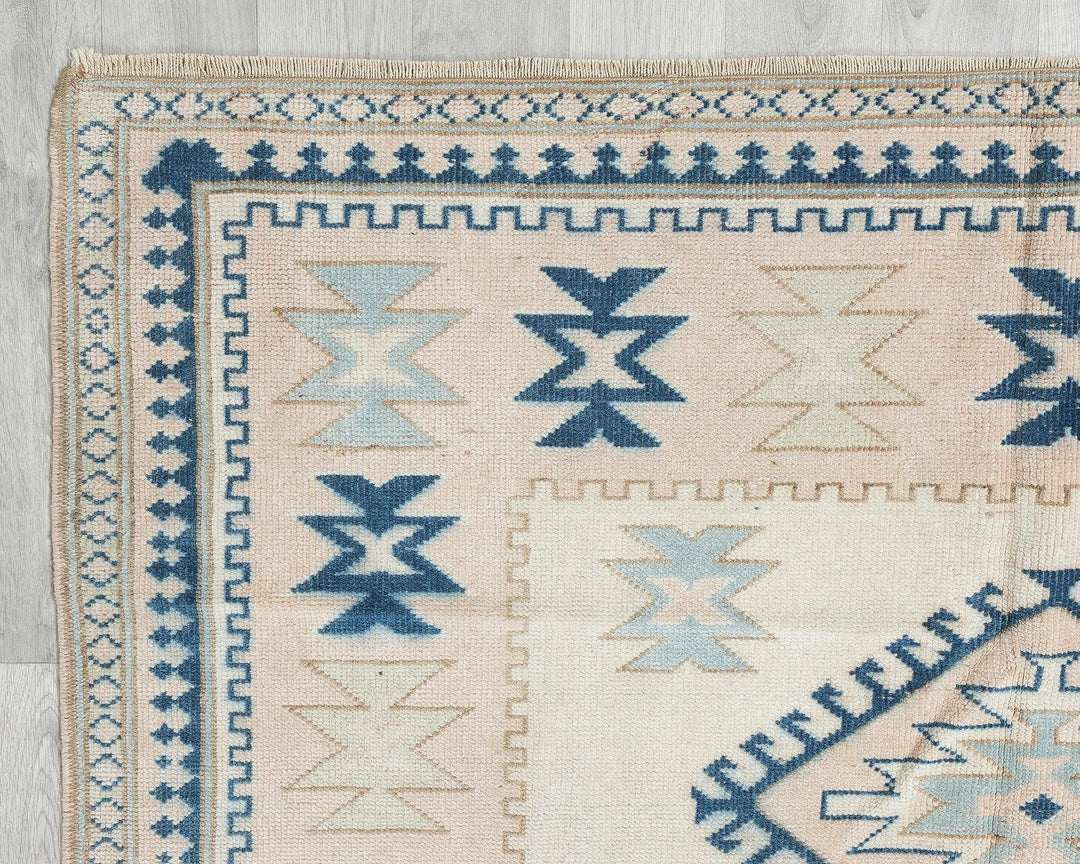 Beige Turkish Oushak Rug 5'6" x 7'1" Hand-Knotted | No. VR55622